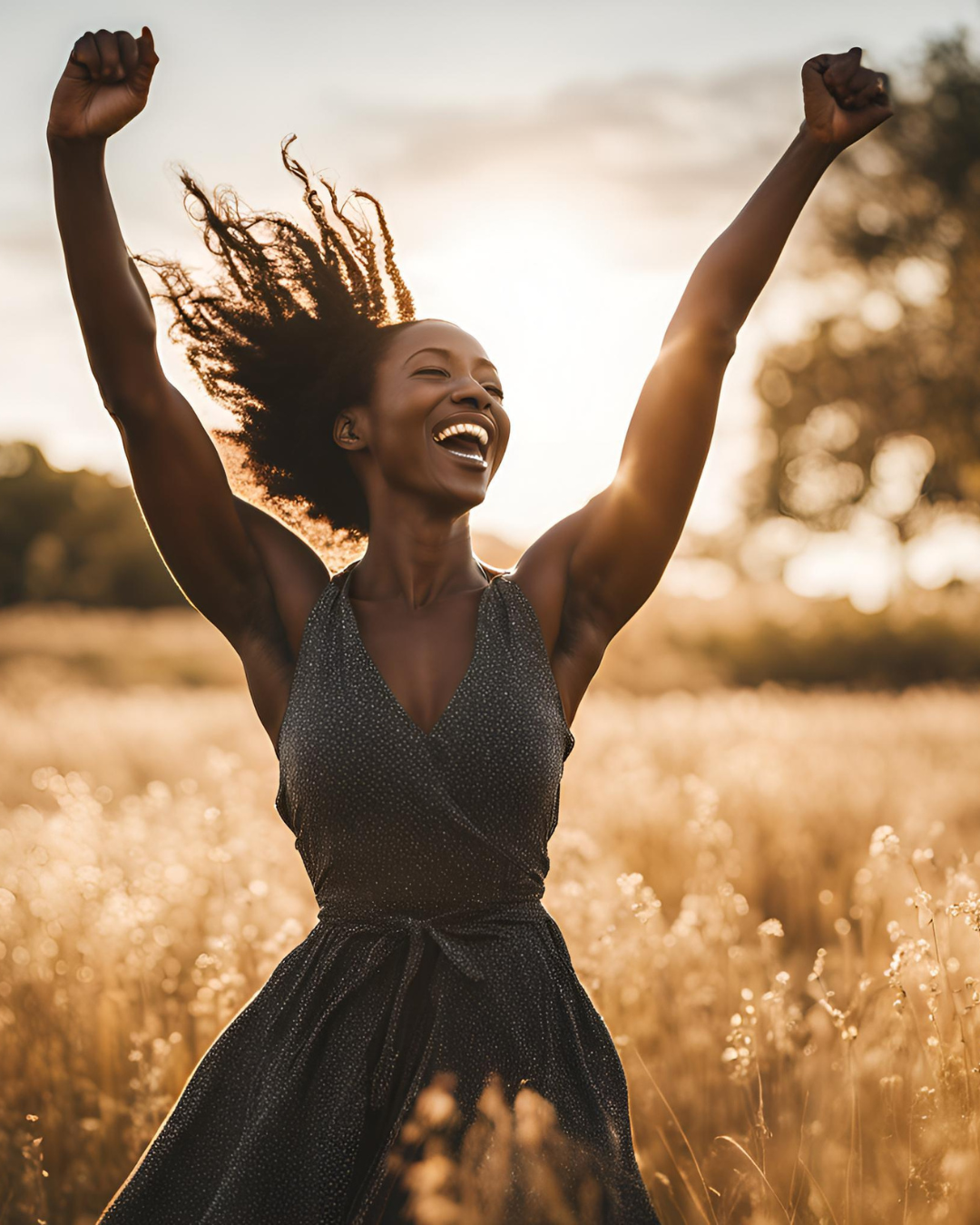 A person joyfully dancing in a warm, inviting space, embodying the freedom of movement.