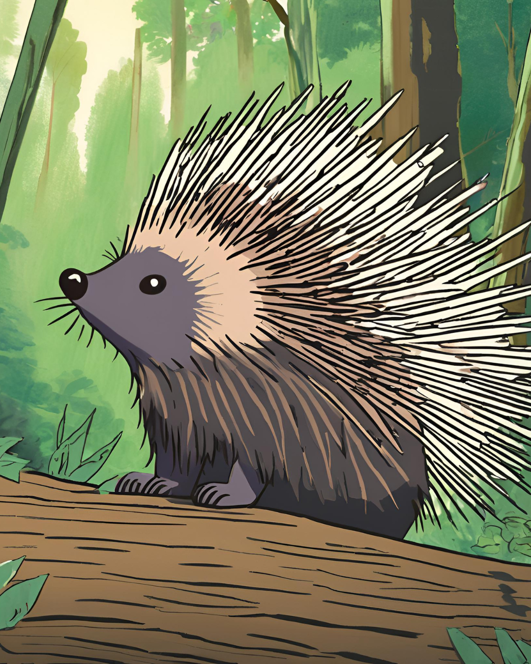 A porcupine in a natural setting, symbolizing the balance between defense and peace, and reflecting how nature teaches us about setting healthy boundaries.